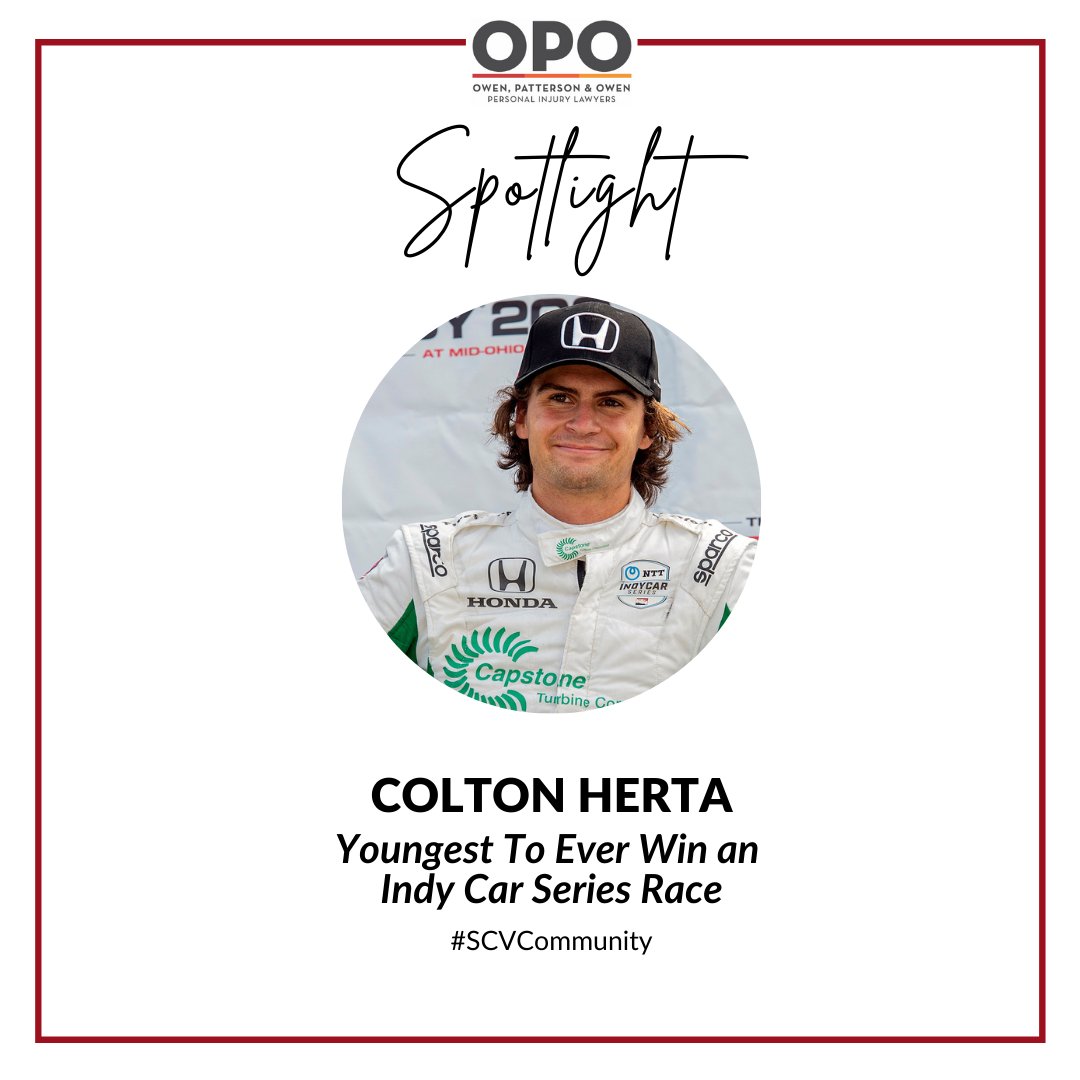 OPOLaw's tweet photo. #SCVCommunity Our very own @ColtonHerta from Valencia, CA, will be racing in the Indy 500 this weekend! Let's root him on! https://t.co/psFWXMmgAU