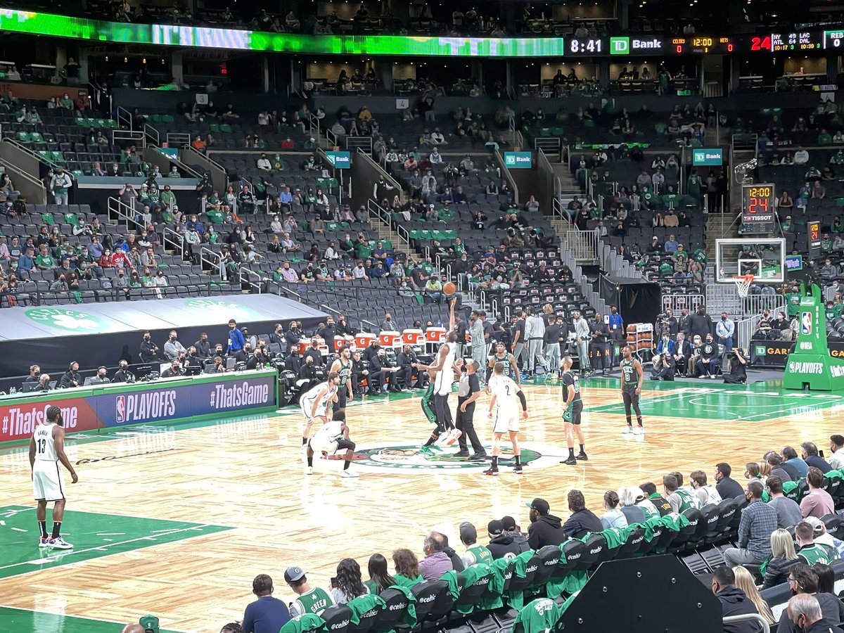 KyleCelt33's tweet photo. Goals for tonight’s visit to TD Garden:
1. #Celtics win 
2. Boo Cryrie 
3. Enjoy the spacious confines of the last day of 25% capacity sporting events. https://t.co/Zai8inMWqR