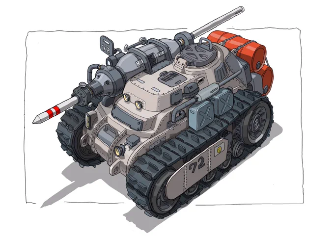 #メカ #イラスト #illustration 
格闘戦闘車両「パイルバンカー装備戦車」 