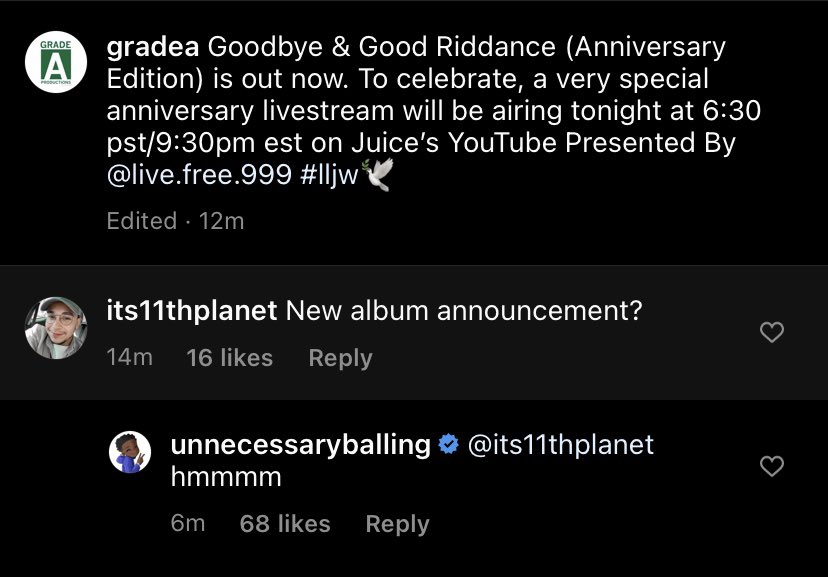 Could get a new album announcement tonight!