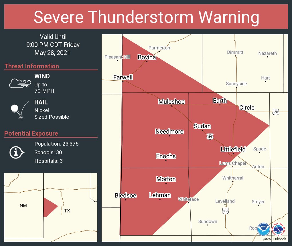 NWS Lubbock on Twitter "Severe Thunderstorm Warning including