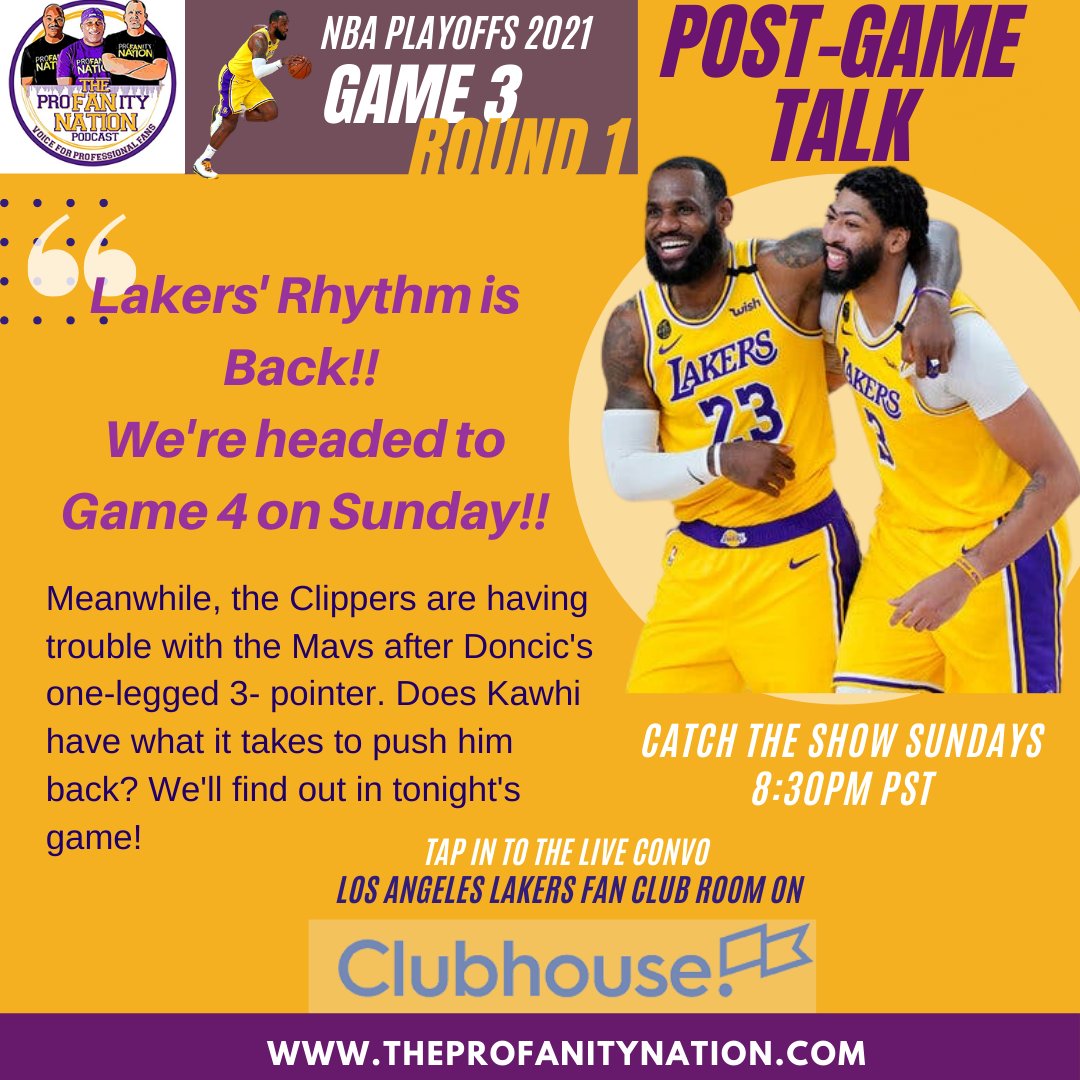profanity_the's tweet image. #PostGameTalk Did you miss the games this week?? Here's a quick recap! Tune in to the show this Sunday at 8:30pm PST to catch more commentary on the #NBAPlayoffs2021
#LakeShow #WeLoveOurTeam #Game3