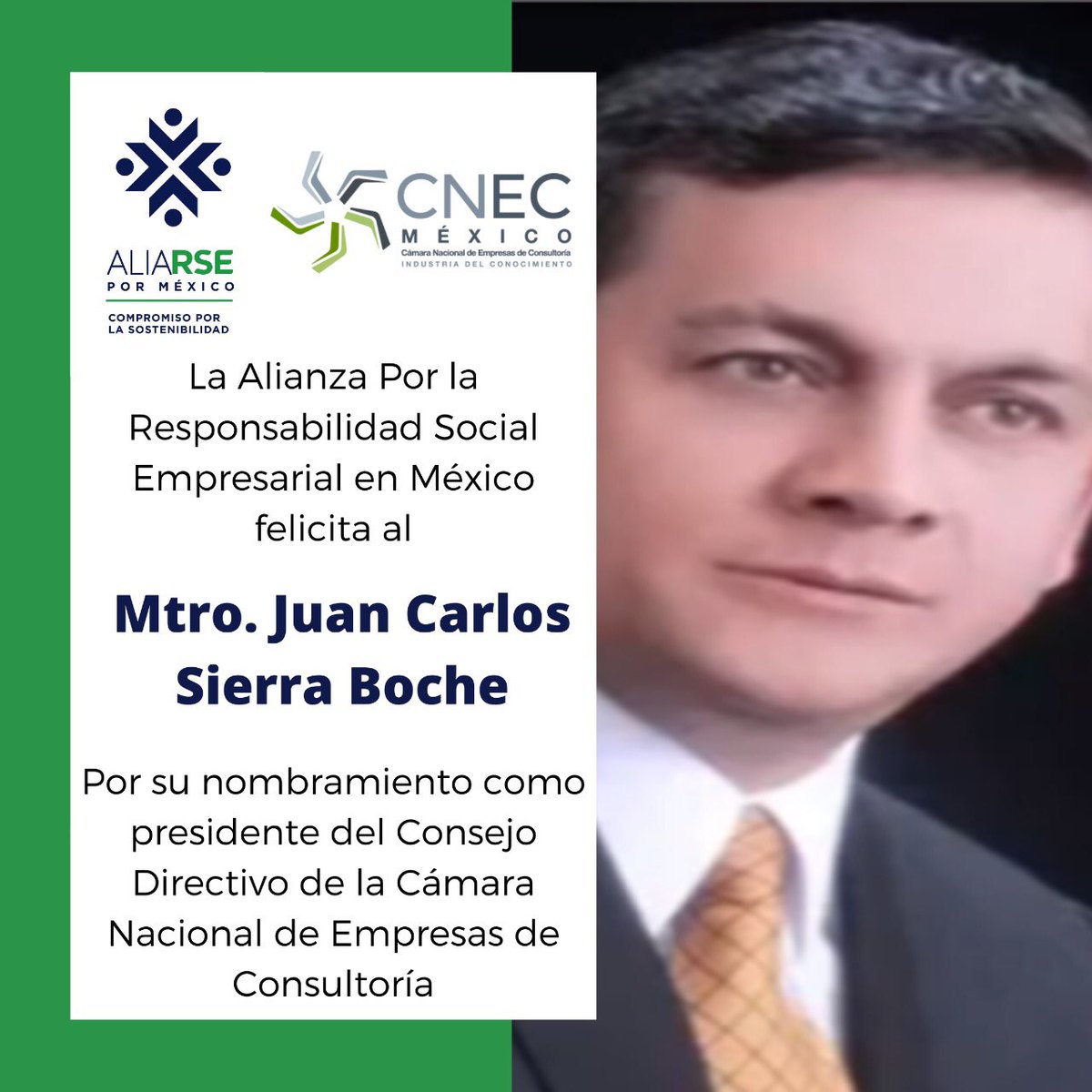 GallardoLMiguel's tweet photo. Desde @AliaRSE_Oficial Felicitamos  a nuestro aliado @CNEC_Mexico por el nombramiento de su nuevo Pte.  Juan Carlos Sierra Boche deseándote el mayor de los éxitos. Enhorabuena.. https://t.co/cETFIS5M1g