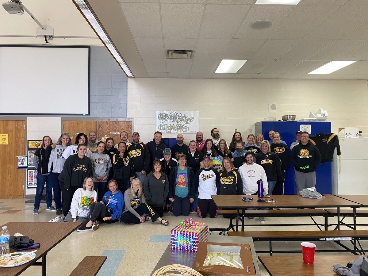 When you retire, it’s time to share your BEAR WEAR! Rumor has it they will be having “Krier Day” at B.I.S. in place of “career day” next year!!  Gonna miss this! Thanks for all the memories! #BISstars  #onceabearalwaysabear #byronbears