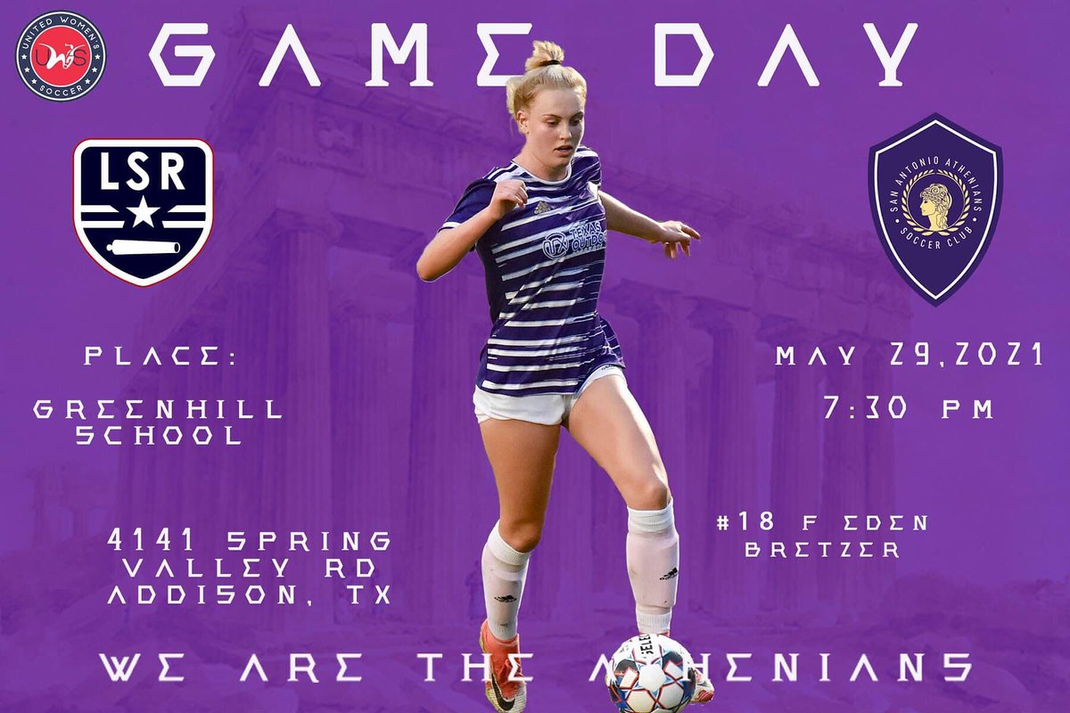 The San Antonio Athenians will be on the road vs Lone Star Republic in Addison, Texas this Saturday May 29, 2021. <a href="/SA_Athenians/">San Antonio Athenians SC</a> <a href="/LSRsoccer/">Lone Star Republic</a> <a href="/EdenBretzer/">Eden Bretzer</a>