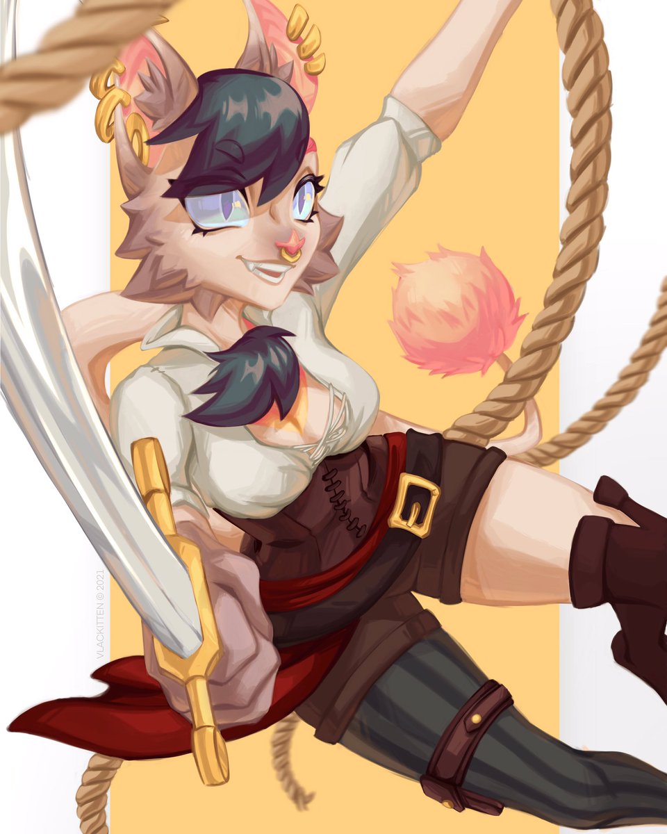 vlackitten's tweet photo. The Boatswain 🏴‍☠️

#OC #pirate #furry #digitalart https://t.co/WuMxn7t49j