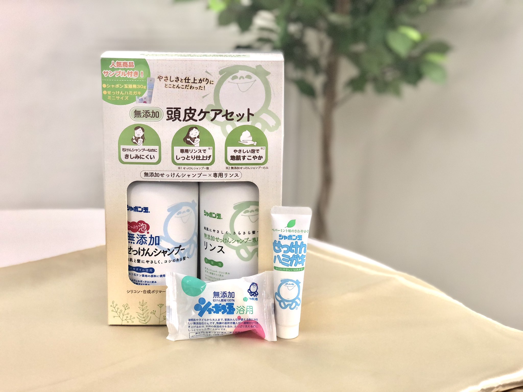 シャボン玉石けん 公式 年春にきしみにくい新処方としてリニューアルした 無添加せっけんシャンプー 泡タイプ が 専用リンスとセットになって販売中 もれなく定番人気商品の シャボン玉浴用 と せっけんハミガキ のサンプルが付いてきますよ