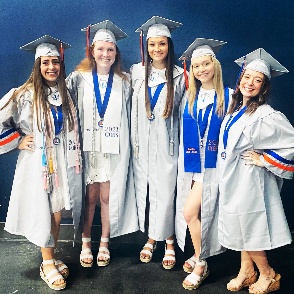 Congratulations to our beautiful seniors on officially graduating! Thank you for the legacy you left, the standard you set, and the leadership you provided while establishing a new school &amp; new vb program. We 🧡💙 you!! #firstclass #classof2021 #onceagrizzlyalwaysagrizzly
