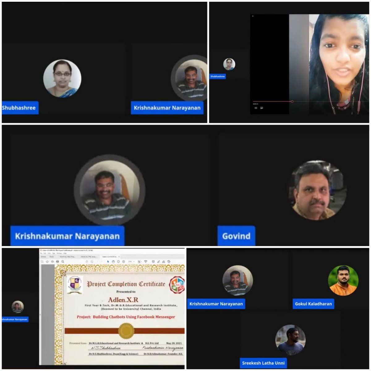 MgrUniversity's tweet photo. Faculty of Engineering and Technology organized a Virtual Award ceremony for the completion of Certificate Course in Project Based Learning on 28th May 2021.
Youtube Link -
https://t.co/0aIp4xNwNp
#MGRERI #firstyearBTech #ProjectBasedLearning #VirtualAwardCeremony https://t.co/rHt1PCXFKW