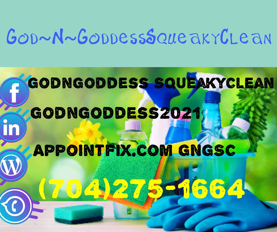 GSqueakyclean's tweet image. Hello we are God~N~Goddess SqueakyClean a black owned business and if you have any events and need cleaners for your event Book us at appointfix.com/gngsc 
"The Kind of cleaning your Mother would approve of"