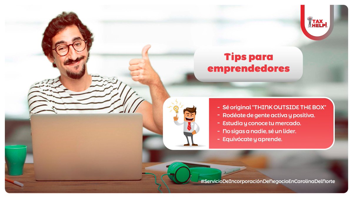 TaxHelpsUs's tweet photo. CONSEJOS PARA EMPRENDEDORES 🇺🇸🏢💵
𝗦𝗲𝗿𝘃𝗶𝗰𝗶𝗼 𝗱𝗲 𝗜𝗻𝗰𝗼𝗿𝗽𝗼𝗿𝗮𝗰𝗶𝗼́𝗻 𝗱𝗲 𝗡𝗲𝗴𝗼𝗰𝗶𝗼 𝗲𝗻 𝗨𝗦𝗔

☎️Llámanos ahora: 919-925-3600

#Tips #ConsejosParaEmprendedores #EmprendeTuNegocio #ServicioDeIncorporacionDeNegocio #NegocioNuevo #Innovacion #TipsDeNegocio https://t.co/5bgOr3KrxN