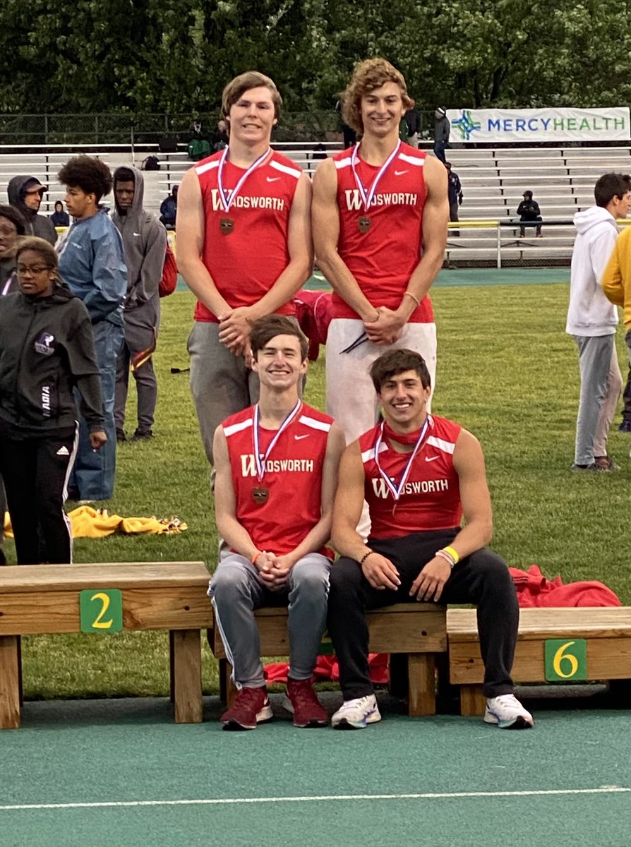 WHSMensTrack's tweet image. STATE BOUND!!! Congratulations to Anthony Cirino, Jackson Herbert, Adam Quinn, and Brennan Gray for finishing 4th in the 4 X 200 relay at the Regional Meet to qualify for the OHSAA State Track &amp;amp; Field Championships! #TFFL