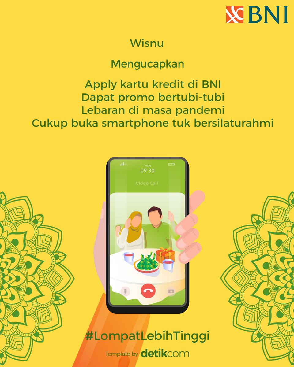 wsnaant's tweet photo. Apply kartu kredit di BNI
Dapat promo bertubi-tubi
Lebaran di masa pandemi
Cukup buka smartphone tuk bersilaturahmi

@BNI
@detikcom
#LompatLebihTinggi #LebaranBNIxdetik https://t.co/05d9sSPjl9