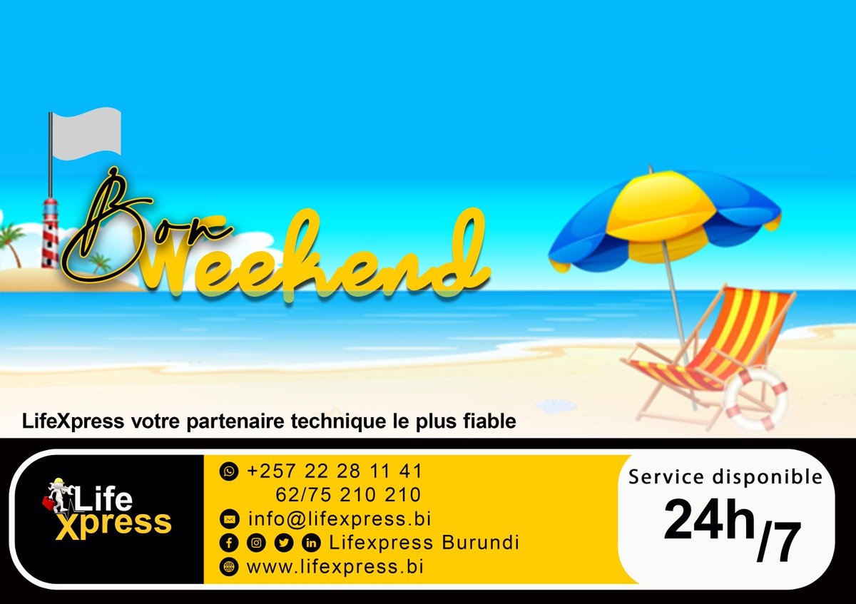 LifexpressB's tweet photo. Passez un bon weekend à tous.

LifeXpress votre partenaire technique le plus fiable disponible 24h/7.

#lifexpress #CommittedToYourSuccess #dukoreumuti https://t.co/GCWFwsKjLA