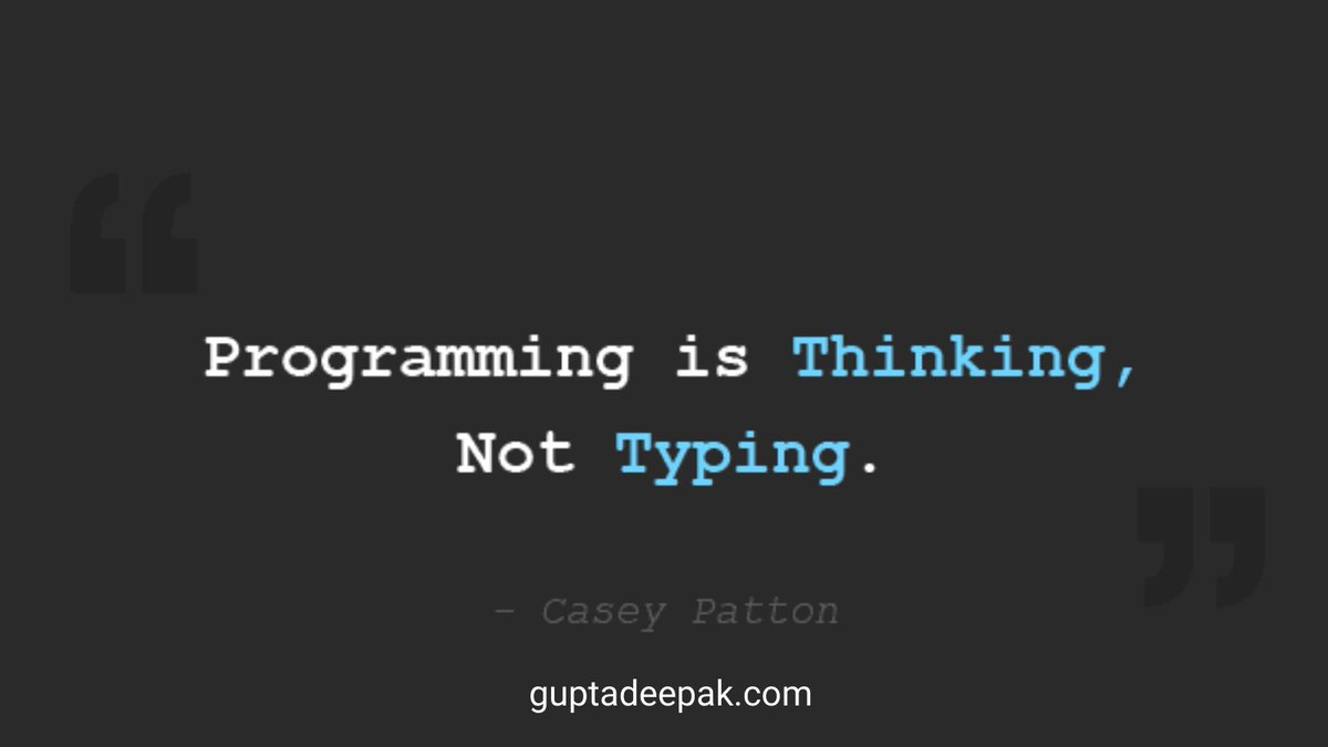 dip_ak's tweet photo. Programming is Thinking, Not Typing.
.
.
#programming #coding #css #html #codingquote #programminglanguage #programmingquotes #programmingislife #java #javascript  #developer #softwaredeveloper #software #technology https://t.co/FNjXSUKkAP