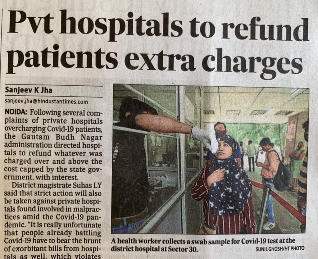 rishibagree's tweet photo. Yogi Govt in UP directed Pvt hospitals to refund extra charges which they extorted from the gullible patients https://t.co/AFUuy5ffFM