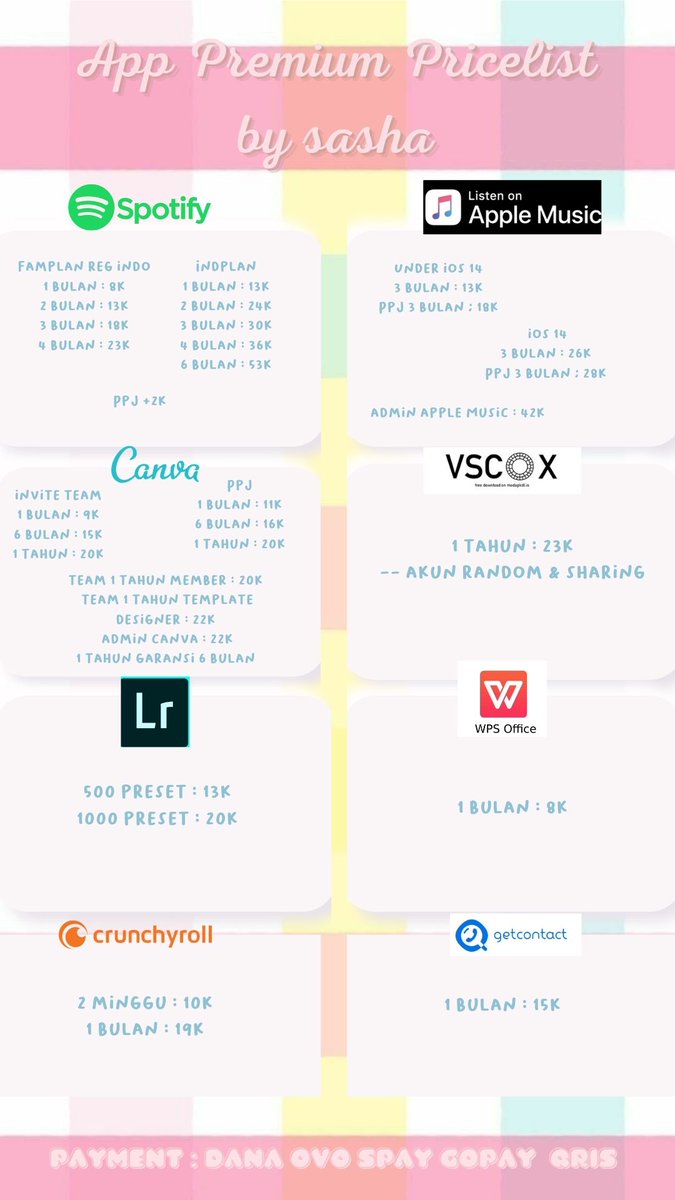 dobmino's tweet photo. @Iarismanis Haii kaka, yuk sini mampir🥰

✎ Legal
✎ Trusted
✎ Bergaransi

💸  OVO / GOPAY / DANA / SHOPEEPAY / QRIS

Order? DM / WA fast respon^^
👉🏻 https://t.co/VSXUDkn9vY

t wattpad harian ada canva iqiyi hbo disney wetv zoom vpn grammarly crunchyroll  https://t.co/X7tXP9caHq