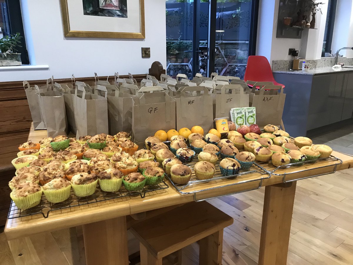 EJanineEldred's tweet photo. We stayed #upforthenight and baked breakfasts fundraising for ⁦@centrepointuk⁩. Waiting for friends to arrive and collect their Brekky Bags. https://t.co/8rOhVmNtTr