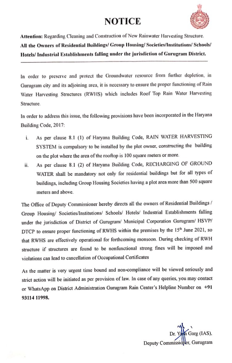 The Gated & High Rise Condominiums has a great potential for #Rain_water_Harvesting, the independent & strong teams are to be formed by @DC_Gurugram which can investigate  thoroughly,
The Operating agencies (Builder/RWA) are to target to get this completed 
@DEEPAKKAHUJA
💦💦