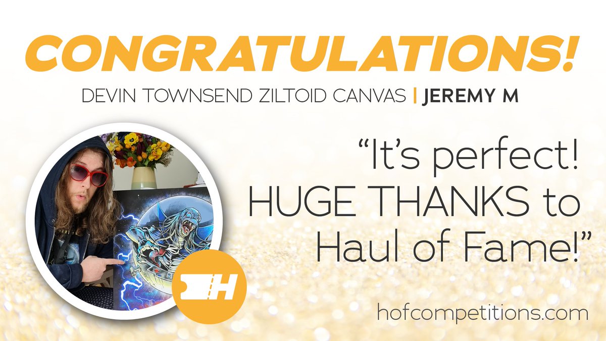HOFComps's tweet image. 🎉 Congrats to Jeremy, the winner of The Devin Townsend Canvas! 😁 

Check hofcompetitions.com to see our @dvntownsend video chat &amp;amp; #Stormbender #Guitar &amp;amp; #BobaFett signed print comps!

#win #competition #HOFComps #ticket #art #collector #Framus #starwars #darthvader