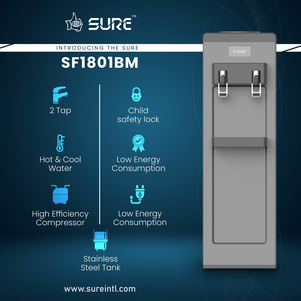 sure_dispensers's tweet image. Packed with innovative features in a durable and sturdy design! 

#MultiFrequency #BottomLoading #StretchColdTank #LowEnergyConsumption #AntiBacterial #StainlessSteal #WaterDispenser #Sustainability #ImpactOnEnviornment #Technology #No1 #WaterTechnology #Dispensers
