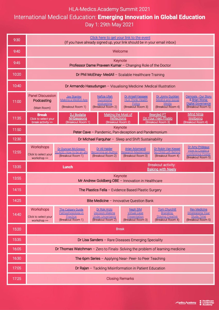 HLA_int's tweet photo. Check out our conference agenda for today! 🚀

@MedicsAcademy #HLAMA2021 #MedEd https://t.co/PfRHdMfyOR