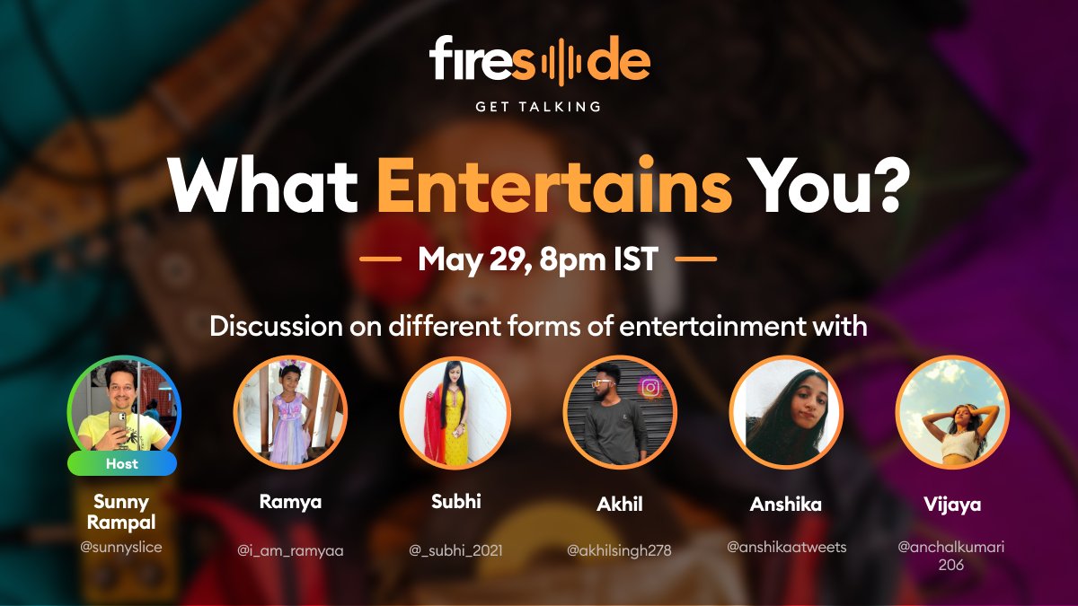 skreemio's tweet photo. Join @joinfireside for a discussion on different forms of entertainment on May 29, 8pm IST
#TheresARoomForEveryone #GetTalking

Join- https://t.co/G7cd8koIO9 https://t.co/wb31DDYAqC