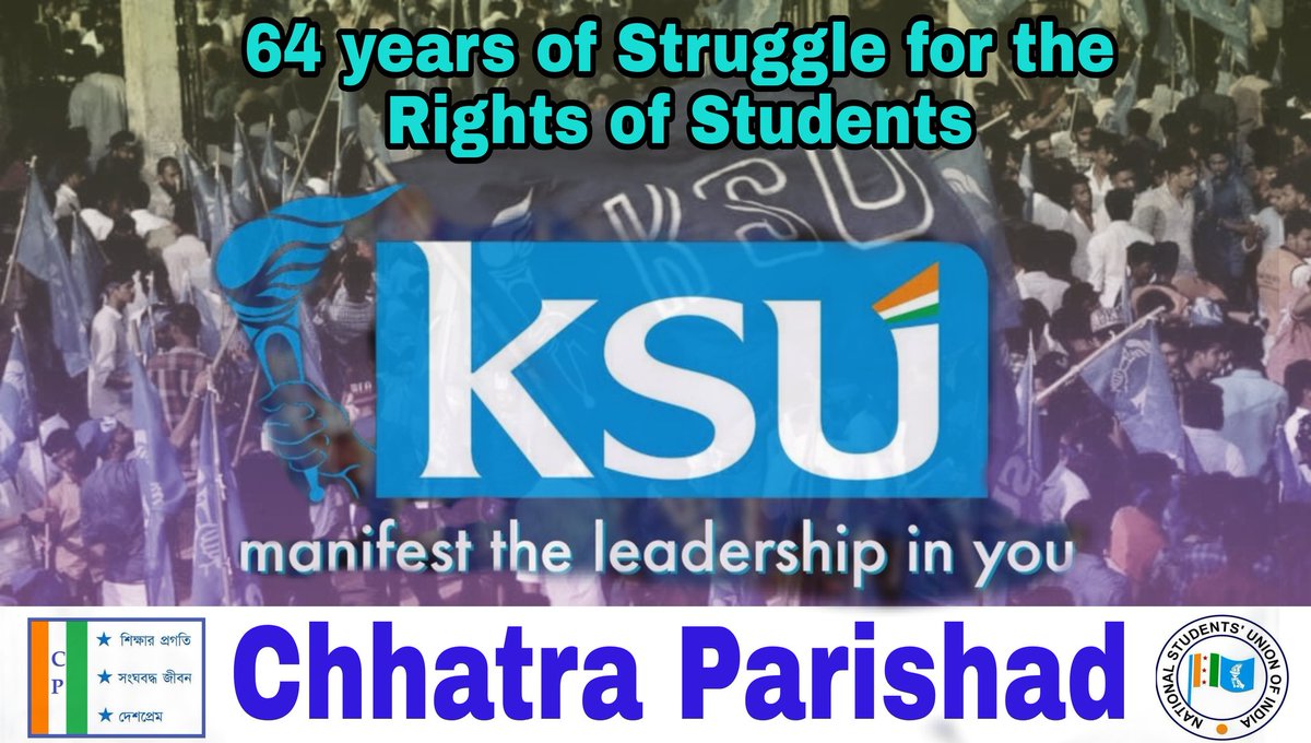 NSUIWestBengal's tweet photo. Greetings to all activists on the occasion of #KSUFoundationDay. 
Kerala Students' Union always raise the voice of students &amp; fight for their rights. https://t.co/7n2ziTc1TI