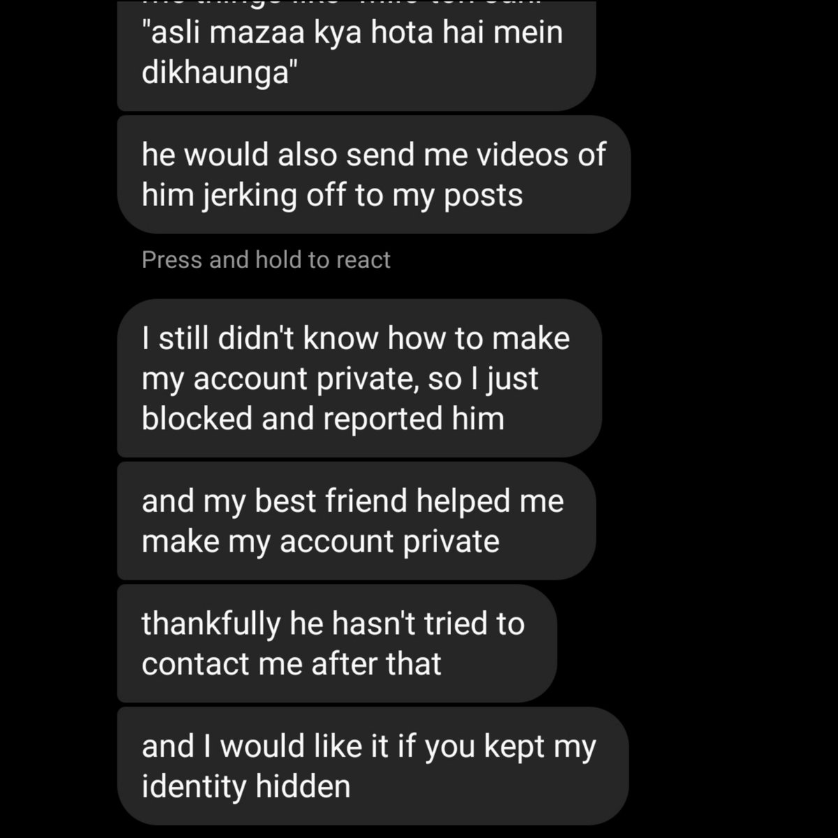 breaking_a_rib's tweet photo. There is no extend to the damage he has done. Repeatedly harassing someone who clearly said NO. Another disturbing confession. #metoo #justic #punisharib https://t.co/8zN7F5hOjh