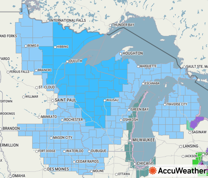 Freeze warnings (darker blue) and frost advisories (lighter blue) are in effect overnight across portions of Minnesota, Iowa, Wisconsin, Illinois and Michigan: https://t.co/meSwKzwHYd https://t.co/D4RcQ2aFGQ
