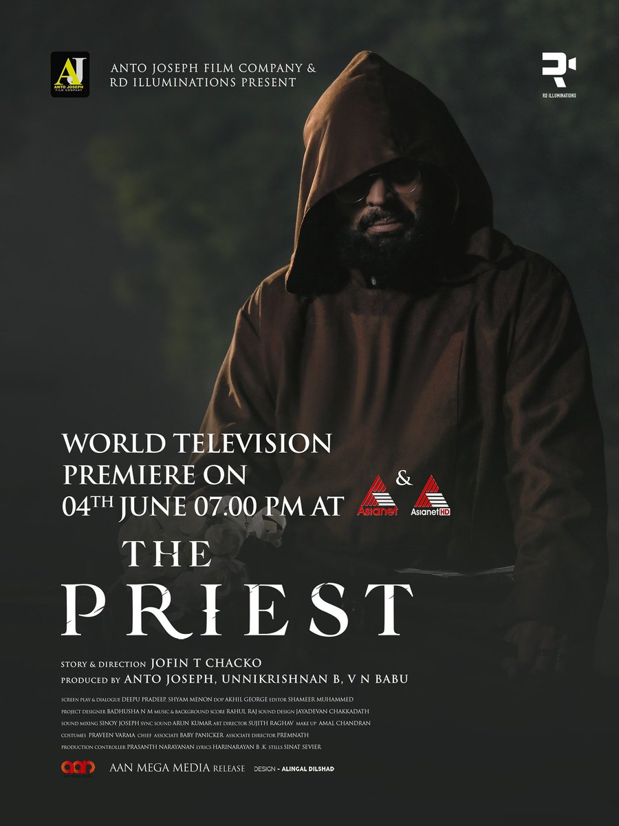 ThePriestMovie's tweet photo. വരുന്ന വെള്ളിയാഴ്ച്ച ( ജൂൺ 4ന് ) പ്രീസ്റ്റ് ഏഷ്യാനെറ്റിൽ വൈകീട്ട് 7 മണിക്ക് ..!! 

The Priest || World Television Premiere || June 04 Friday at 7 PM || @Asianet 

#ThePriest #ThePriestOnAsianet #WorldTelevisionPremiere #Mammootty #Asianet #ManjuWarrier #JofinTchacko https://t.co/ZLm1IZgIjO