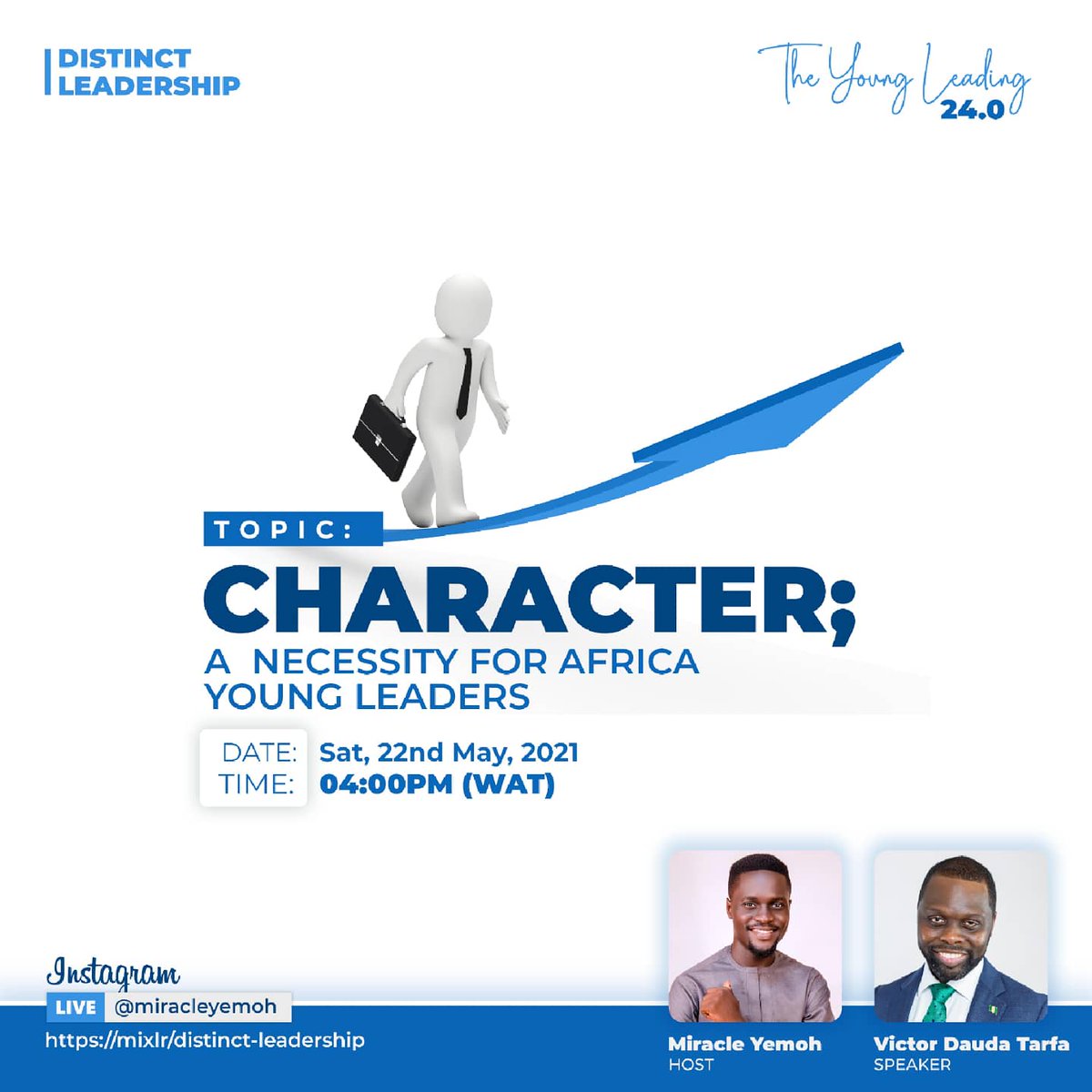 miracleyemoh's tweet photo. It's happening today live on Instagram with @thevictortarfa.

Nigeria time 4 pm.

#theyoungleadingleadership #distinctleadership #leaders #youngleaders #AfricaDay2021 #AfricaDay #youngafricaleaders https://t.co/BRD8jOBFhc