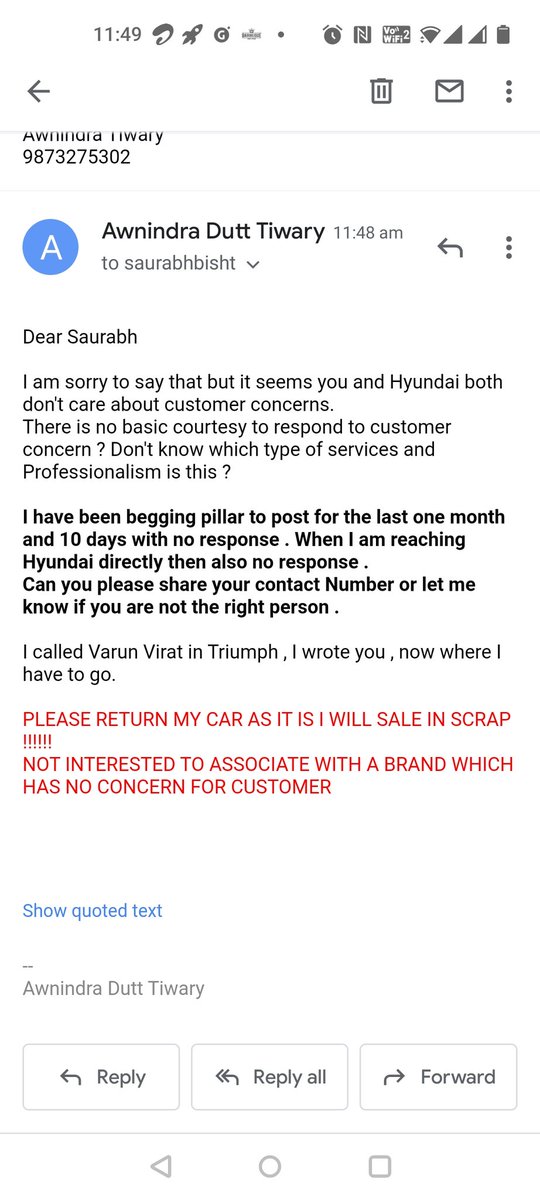 AWNINDRA's tweet photo. @HyundaiIndia @Hyundai_Global @AnPuneet 

#worstservice
#shameful https://t.co/CYbgBGL6Ob