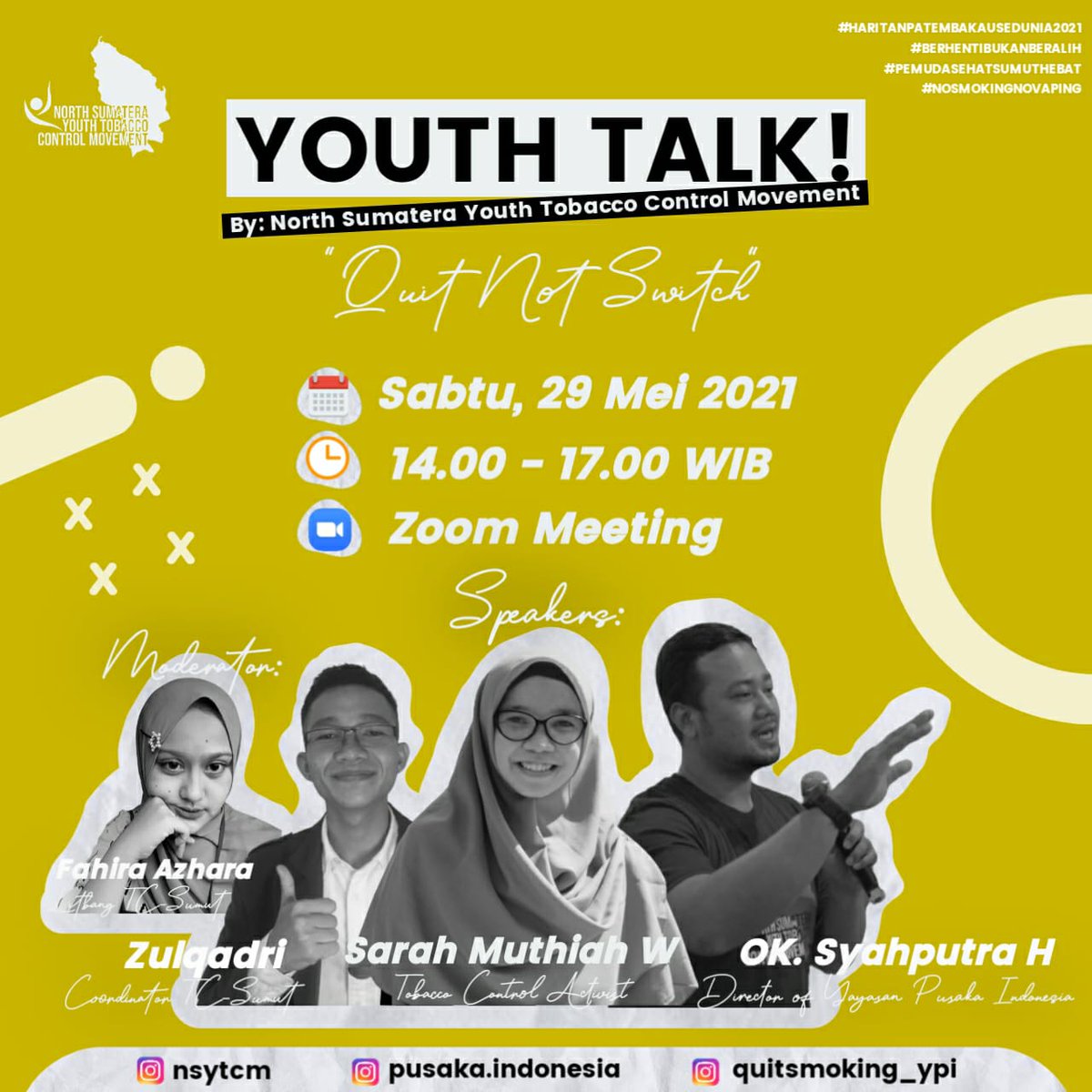 FCTGIndonesia's tweet photo. Semangat buat Kak @sarahmotiva (#PembaharuMuda 2.0) yang akan ngobrol-ngobrol bareng temen-temen Nort Sumatera Youth Tobacco Control Movement siang ini! #CommitToQuit #BeraniBerhenti #QuitNotSwitch #HentiBukanGanti https://t.co/t6rkhwEFRh