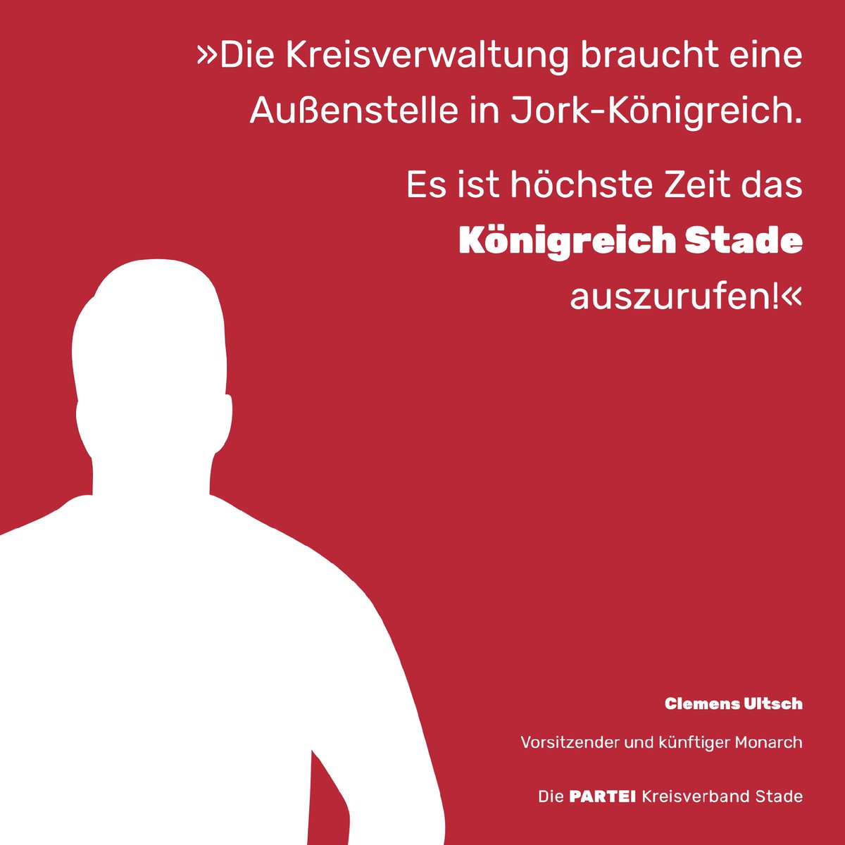 DiePARTEI_STD's tweet photo. Teile der Kreisverwaltung nach #Jork-Königreich verlegen und das #Königreich #Stade ausrufen!
#DiePARTEI war schon immer bescheiden und #sehrgut.
#altesland #buxtehude #politik #harsefeld #apensen #fredenbeck #nordkehdingen https://t.co/kFWUVVIGJ9
