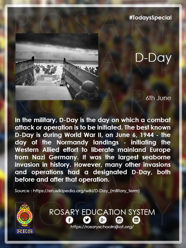 #TodaysSpecial
#DDay
@WWIIMemorial
@DDayRevisited
@DDayCenter
@Wikipedia 
@HISTORY 
@HistoryTV18
 @DDay_Normandy
 @daysoftheyear  
@NationalDayCal