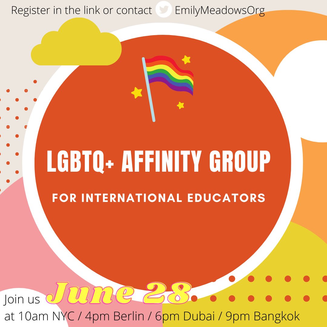 emilymeadowsorg's tweet photo. 3 days until PRIDE! 🏳️‍🌈
LGBTQ+ INTERNATIONAL EDUCATORS, please join us for connection, support, and celebration on June 28
Register here: https://t.co/77NEg93Fp7 
@MsShannonL @kruu_justin @matherinep @KristinaPennell https://t.co/JBJqBSrAeG