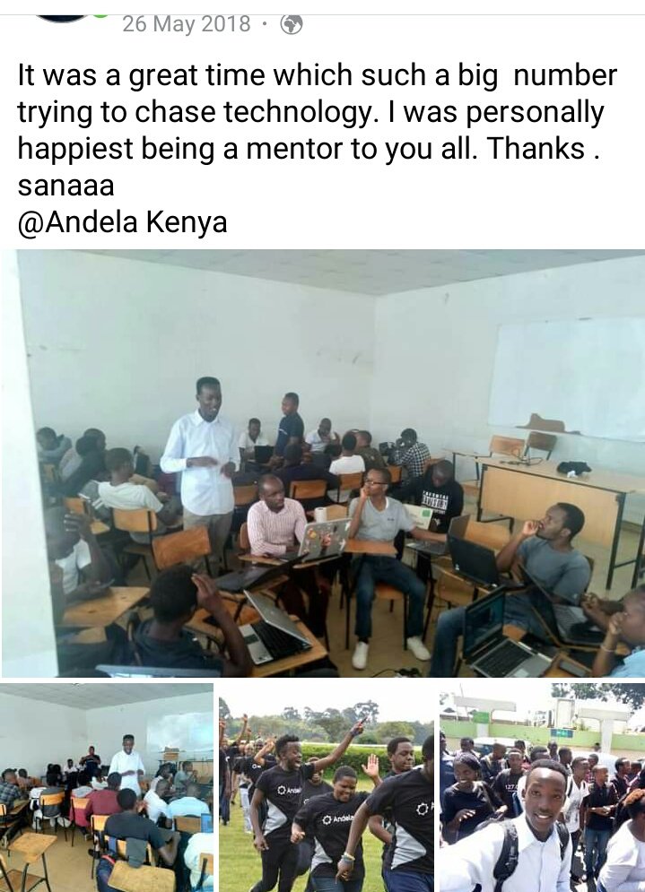 timz_owen's tweet photo. 26th may 2018 #ALC3.0 meet up #Nakuru. Thanks @AnthonyLimo forever greatful. Thanks @Andela @andela_alc @Andela_Kenya. 3years later still Mentoring to date .never tired, community never gets out of me. #ALCBoy. From being a Learner at #ALC2.0 mentoring #ALC3, 3.1, 4.0.
👌 https://t.co/fTyTYuGJU1