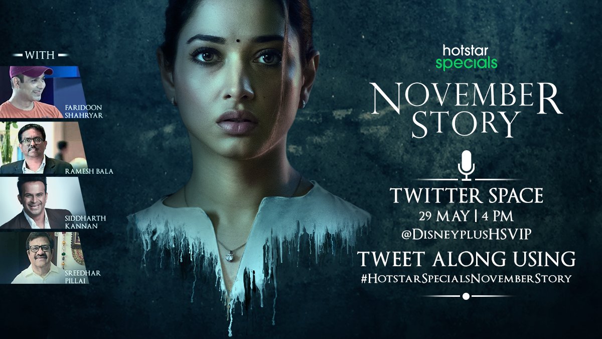 #ICYMI, @tamannaahspeaks’s coming to our first ever Twitter Space, with @actorvivekpra & @gmkhighness, to talk to their fans about their thrilling #HotstarSpecialsNovemberStory experience! So if you want to talk to them directly, join us today @ 4 pm. We just can’t wait!