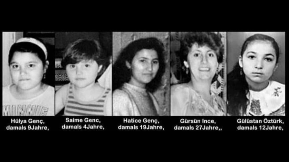 Heute gedenken wir den Opfern des rechten und rassistischen Anschlag in der Nacht vom 28. zum 29. Mai 1993 in Solingen.

Saima Genç 4
Hülya Genç 9
Hatice Genç 19
Gülüstan Öztürk 12
Gürsün Ince 27

Ihre Namen leben in unseren Kämpfen weiter. Erinnern heißt kämpfen und verändern!
