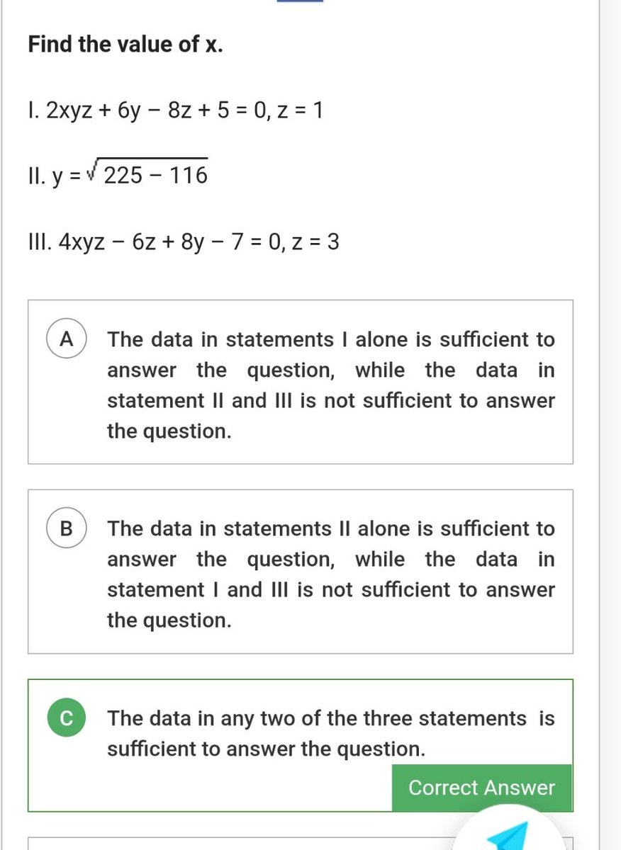 Pk930525's tweet photo. @GPSC_OFFICIAL @dineshdasa1 

Set A question no 156 we can find solution by using any two option . According to PAK its option B which is correct. But In FAK its option D.  Correct this one https://t.co/gRNP8MA9qa