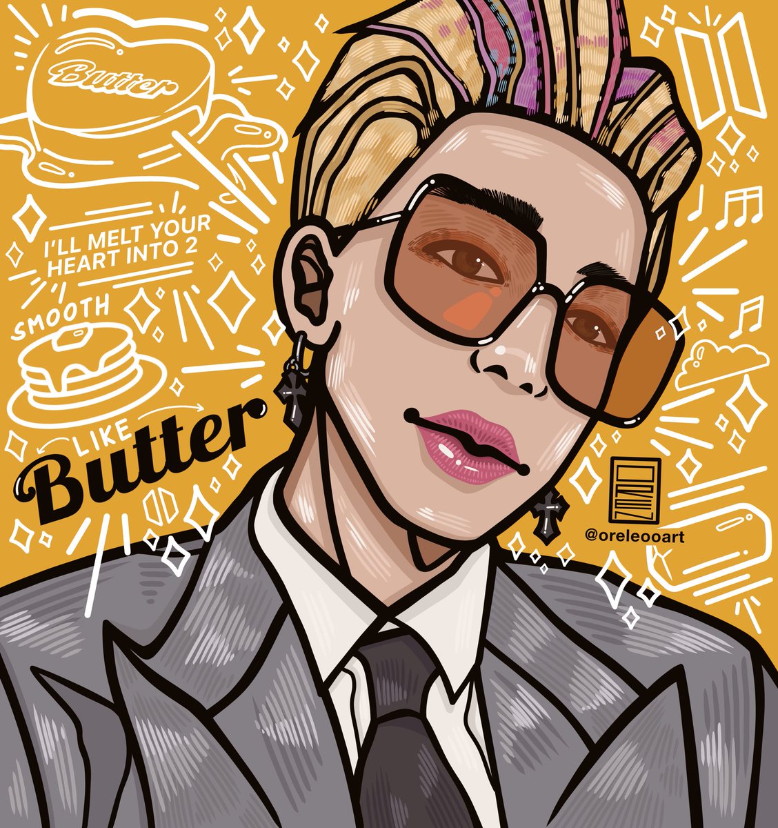 oreleooart's tweet image. recent art of yeonjun for NYFW &amp;amp; jimin’s fit in butter mv ! ᕙ(`▿´)ᕗ
