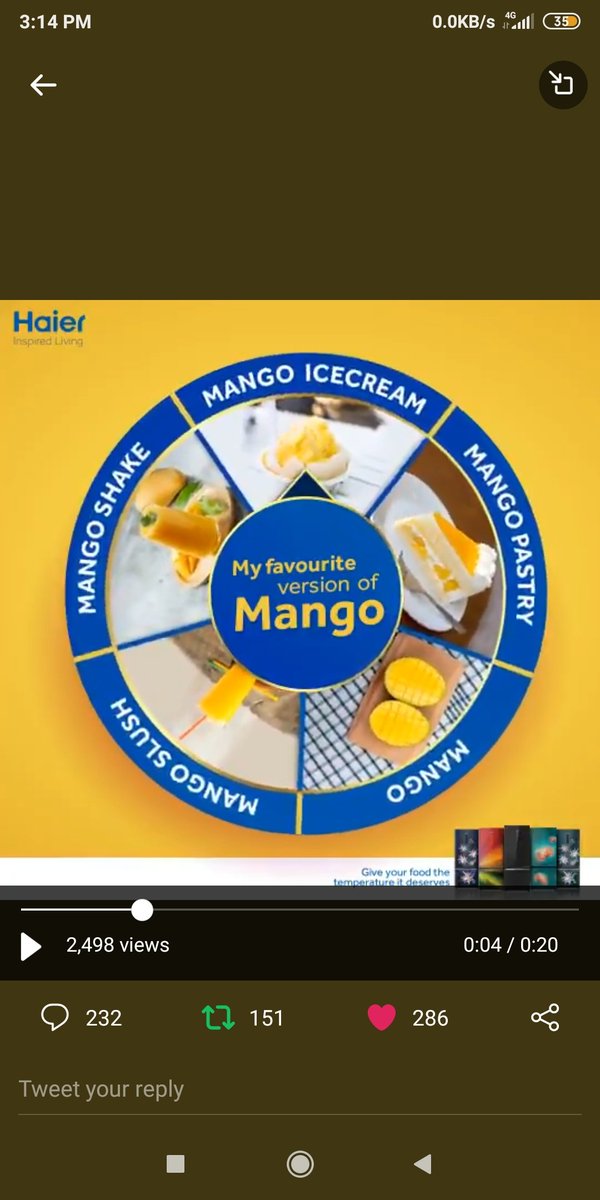 Ankit12792's tweet image. My favourite version of mango is MANGO ICECREAM and its appropriate temperature for refrigeration is -12°c

#MagicConvertible #BMR #InspiredLiving #HaierIndia

@IndiaHaier

Join Friends
@anshikavarma
@deepalisharma17
@SanjanaBatra
@kaviiaroraa3018
@DeepaliSharmaa
@parulSharma1996