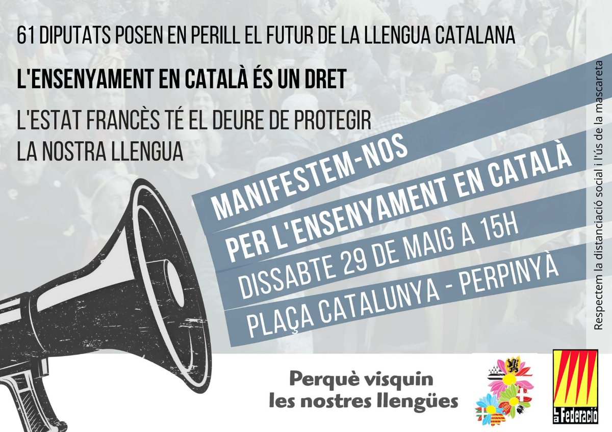 🛑Perquè tenim 1000 raons, per 1000 motius us recordem que a les 3 de la tarda ens manifestem a Perpinyà! 
🛎 Ens ajudeu a arribar els 👉1000 retuits? Per la immersió lingüística, per la nostra llengua! Avui tothom.a Perpinyà! 
#Enllaçatsperlallengua