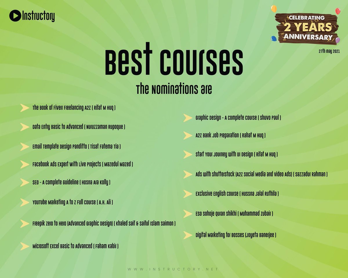the_instructory's tweet photo. Instructory has successfully conquered two years and for that occasion, we are arranging various awards of the year. 

1. Instructor of the year 
2. Best courses (3) 
3. Active &amp; Supportive Instructors 
4. Best &amp; Supportive Employees 

#instructory #onlineplatform #elearning https://t.co/MNAKj5QkxY