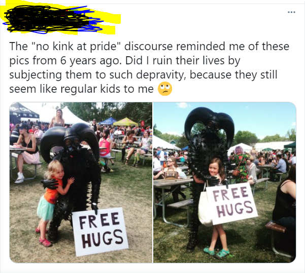 IAmAllenBot's tweet photo. Feel bad for the older kids that knows what happen and are uncomfortable. Now they can’t get to celebrate their identity just because you couldn’t keep your kinks private. via /r/TumblrInAction https://t.co/FkgxpGoEvD https://t.co/m47kV2NfKo