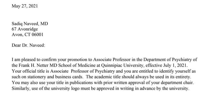 Pak J Surg Med Congratulates Dr Sadiq Naveed Section Editor Pak J Surg Med (<a href="/SadiqNaveed/">Sadiq Naveed</a>) on being appointed Associate Professor of Psychiatry at Frank H. Netter MD School of Medicine at Quinnipiac University 🇺🇸