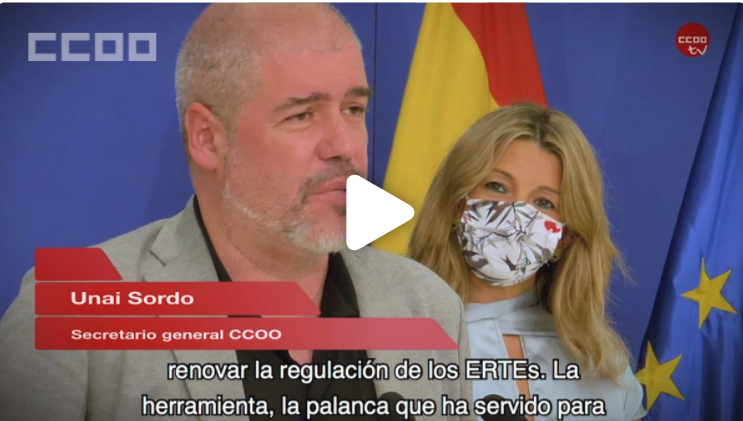 CCOO's tweet photo. 🗣@UnaiSordo: “Acuerdos como el de los ERTE tienen que significar un antes y un después en el modelo laboral español”  https://t.co/APiXQUSDSv https://t.co/ZuqkTB0yoz