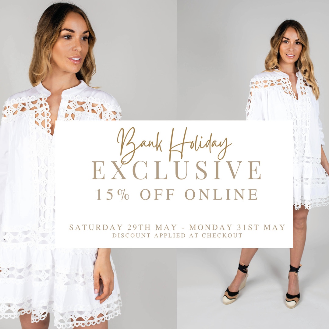 Treat yourself! Enjoy 15% off online at abifisher.co.uk this bank holiday weekend #MyAbiFisherStyle 

#BankHoliday #Shopping #OnlineShopping #Fashion #Style #OOTD #Occasionwear #Dresses #Tops #Accessories #Promotion #Discount #ShopNow #InstaFashion #WomensFashion