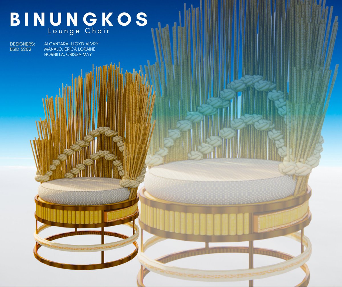 itsalvry's tweet photo. Binungkos Lounge Chair
Inspired by the Walis Tambo Mindoro
Final Requirement in Furniture Design 2
Designers:
Lloyd Alvry Alcantara
Erica Loraine Manalo
Crissa May Hornilla
#InteriorDesign #BatStateU https://t.co/0G5hBPgQCz